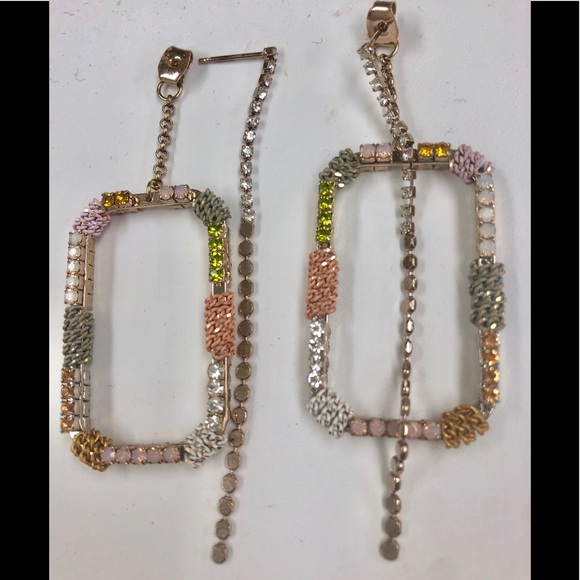 Designer Handmade Stunning Square &Chain Earrings-Boutique - Picture 1 of 4